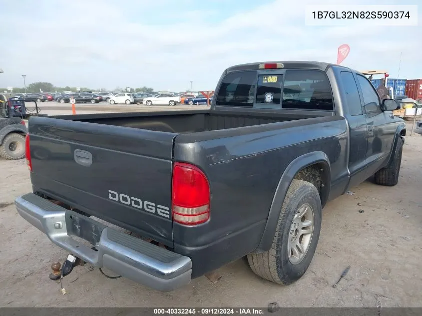 2002 Dodge Dakota Sport/Rt VIN: 1B7GL32N82S590374 Lot: 40332245