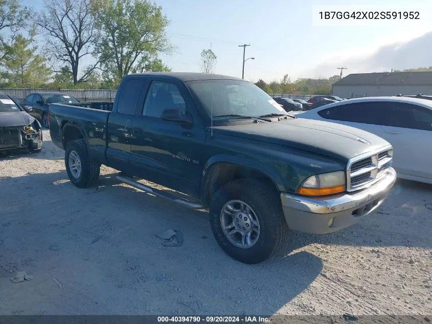 2002 Dodge Dakota Slt VIN: 1B7GG42X02S591952 Lot: 40394790