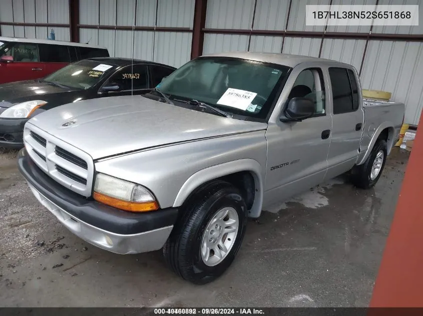 2002 Dodge Dakota Sport VIN: 1B7HL38N52S651868 Lot: 40460892