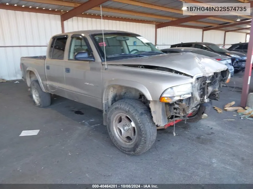 2002 Dodge Dakota Slt VIN: 1B7HG48N32S574735 Lot: 40464201