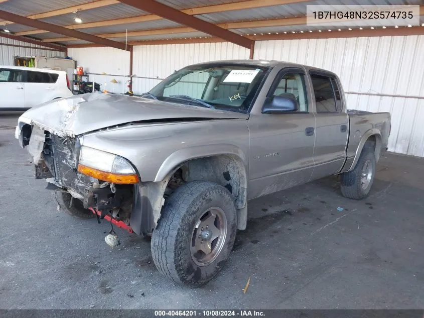 2002 Dodge Dakota Slt VIN: 1B7HG48N32S574735 Lot: 40464201