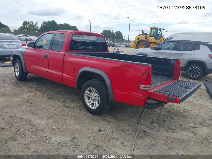 2002 Dodge Dakota VIN: 1B7GL12X92S578109 Lot: 40478327