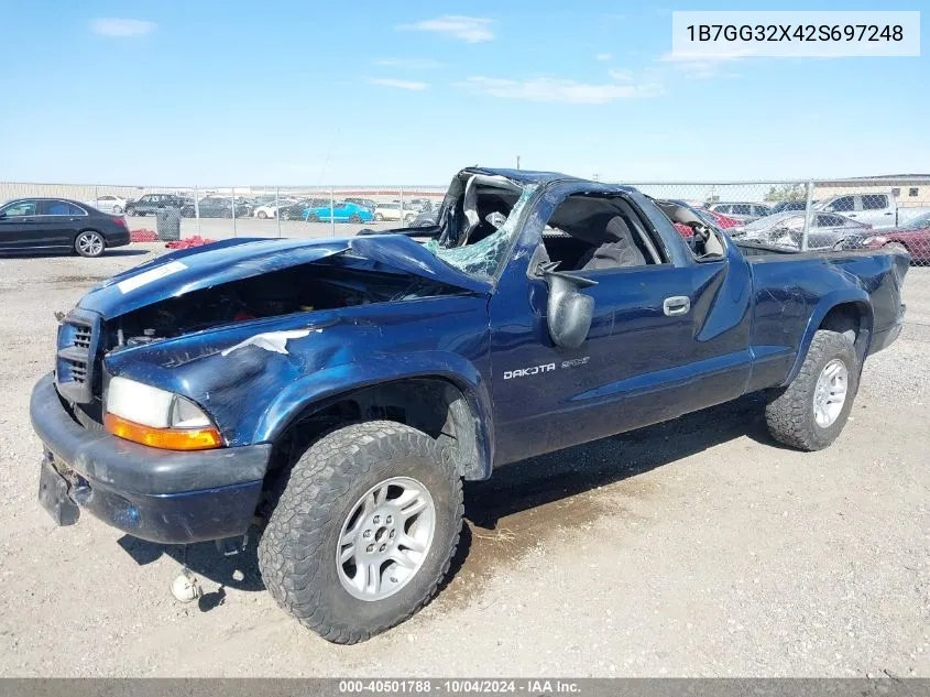 2002 Dodge Dakota Sport VIN: 1B7GG32X42S697248 Lot: 40501788