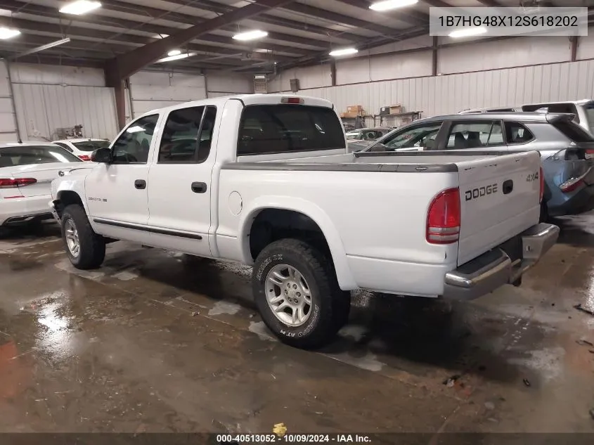 2002 Dodge Dakota Slt VIN: 1B7HG48X12S618202 Lot: 40513052