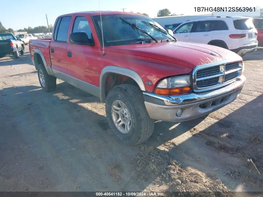 2002 Dodge Dakota Slt VIN: 1B7HG48N12S563961 Lot: 40541182