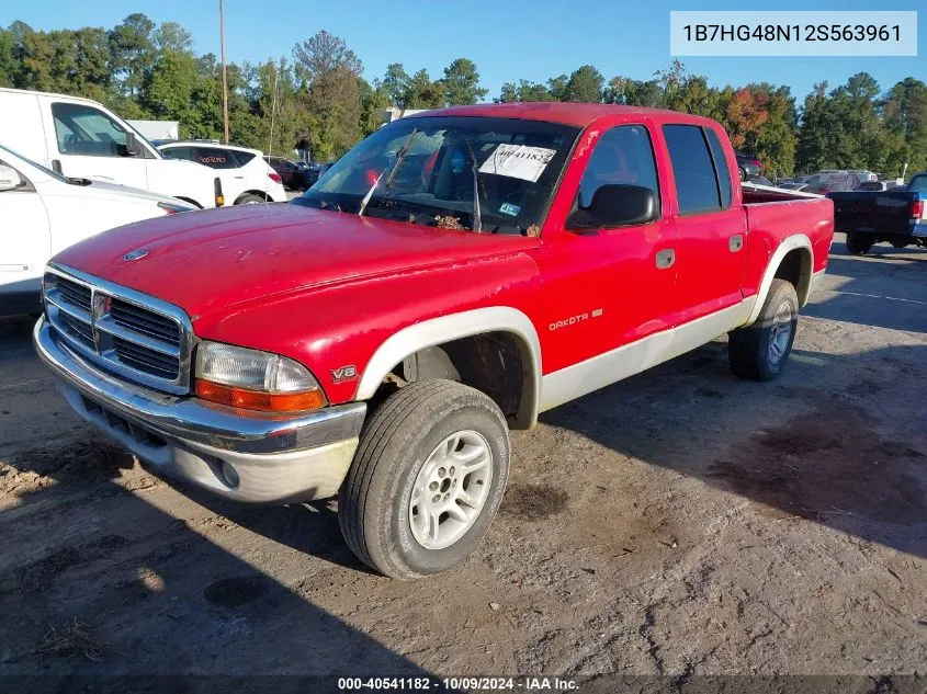 2002 Dodge Dakota Slt VIN: 1B7HG48N12S563961 Lot: 40541182