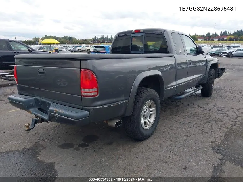 2002 Dodge Dakota Sport VIN: 1B7GG32N22S695481 Lot: 40594902