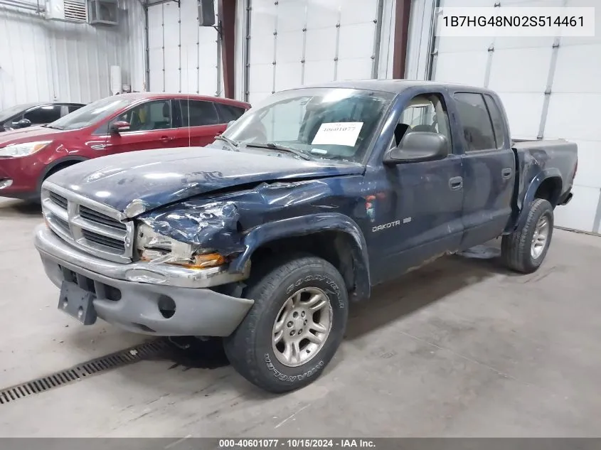 2002 Dodge Dakota Slt VIN: 1B7HG48N02S514461 Lot: 40601077