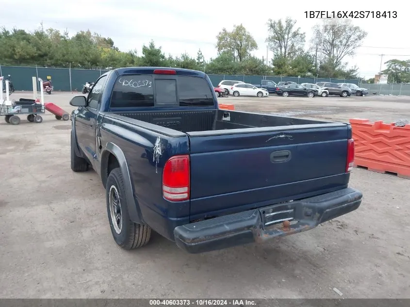 2002 Dodge Dakota VIN: 1B7FL16X42S718413 Lot: 40603373