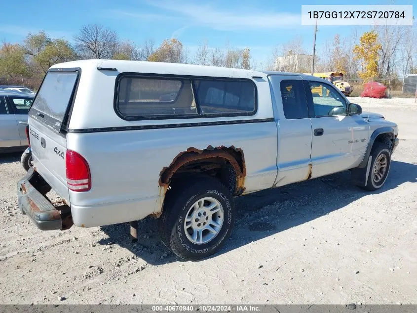 1B7GG12X72S720784 2002 Dodge Dakota Sxt