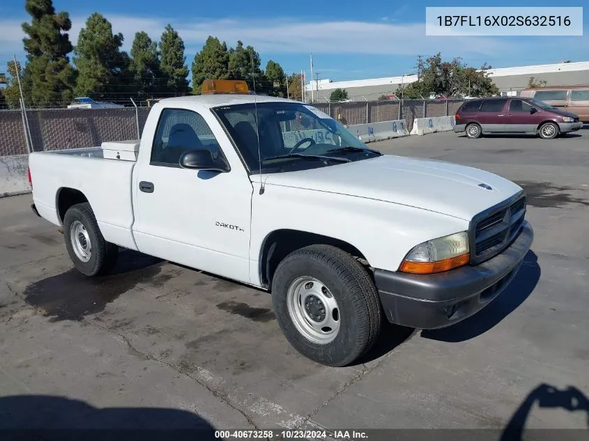 2002 Dodge Dakota VIN: 1B7FL16X02S632516 Lot: 40673258