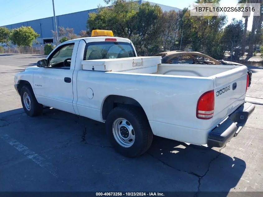 2002 Dodge Dakota VIN: 1B7FL16X02S632516 Lot: 40673258