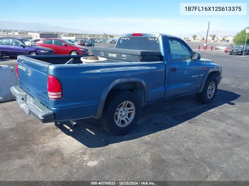 2002 Dodge Dakota VIN: 1B7FL16X12S613375 Lot: 40700033