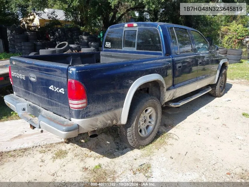 2002 Dodge Dakota Slt VIN: 1B7HG48N32S645819 Lot: 40711382