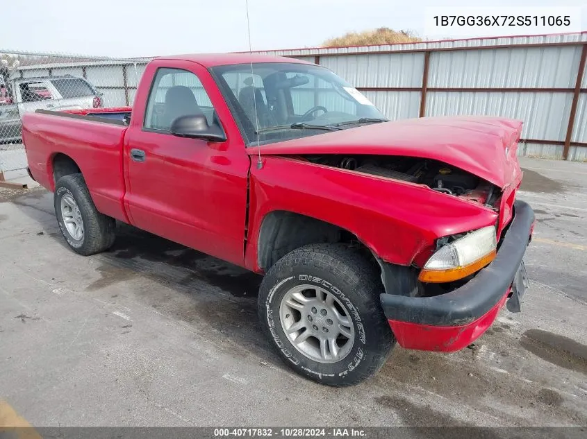 2002 Dodge Dakota Sport VIN: 1B7GG36X72S511065 Lot: 40717832