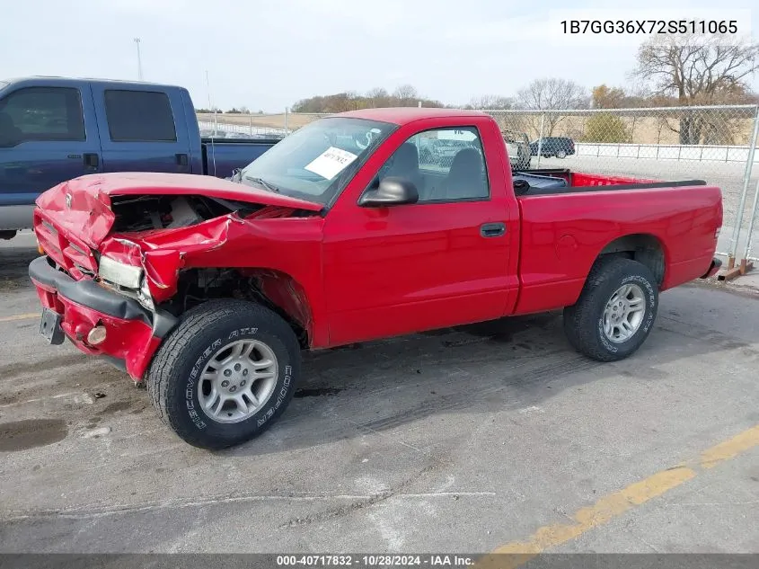 1B7GG36X72S511065 2002 Dodge Dakota Sport