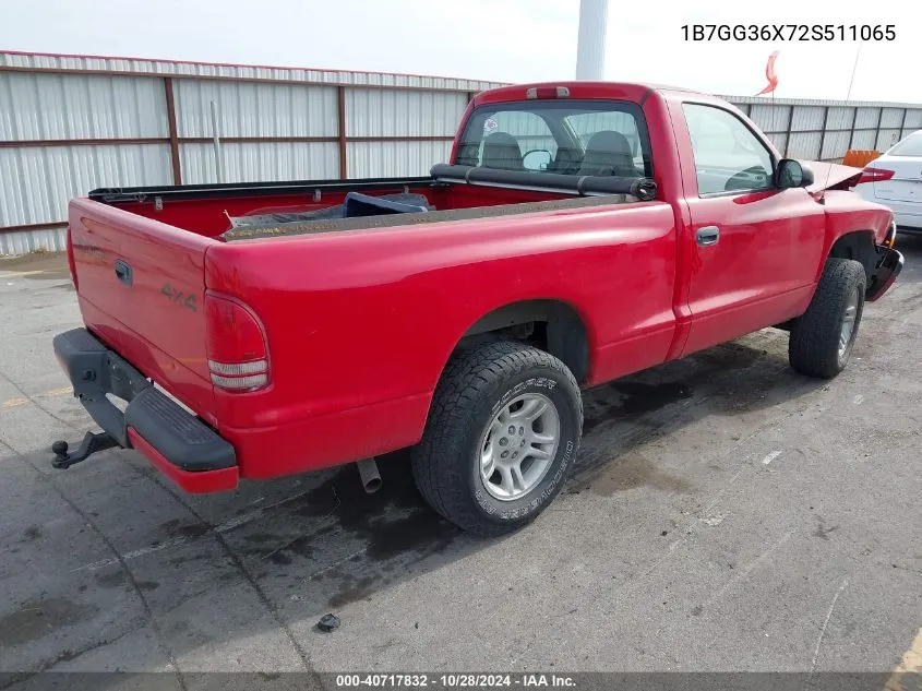 1B7GG36X72S511065 2002 Dodge Dakota Sport