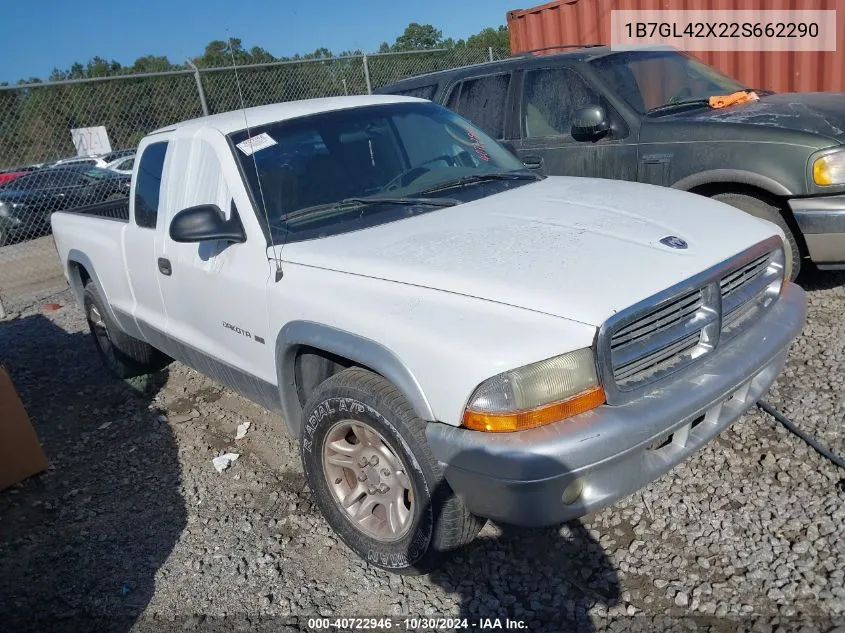 2002 Dodge Dakota Slt VIN: 1B7GL42X22S662290 Lot: 40722946