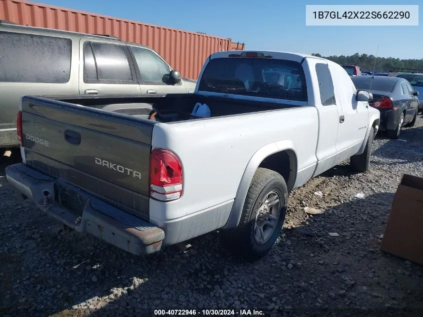 2002 Dodge Dakota Slt VIN: 1B7GL42X22S662290 Lot: 40722946