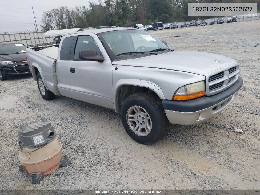 2002 Dodge Dakota Sport VIN: 1B7GL32N02S502627 Lot: 40781227