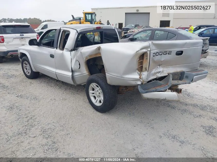 2002 Dodge Dakota Sport VIN: 1B7GL32N02S502627 Lot: 40781227