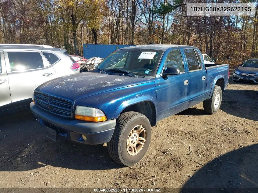 2002 Dodge Dakota Sport VIN: 1B7HG38X32S622195 Lot: 40832523