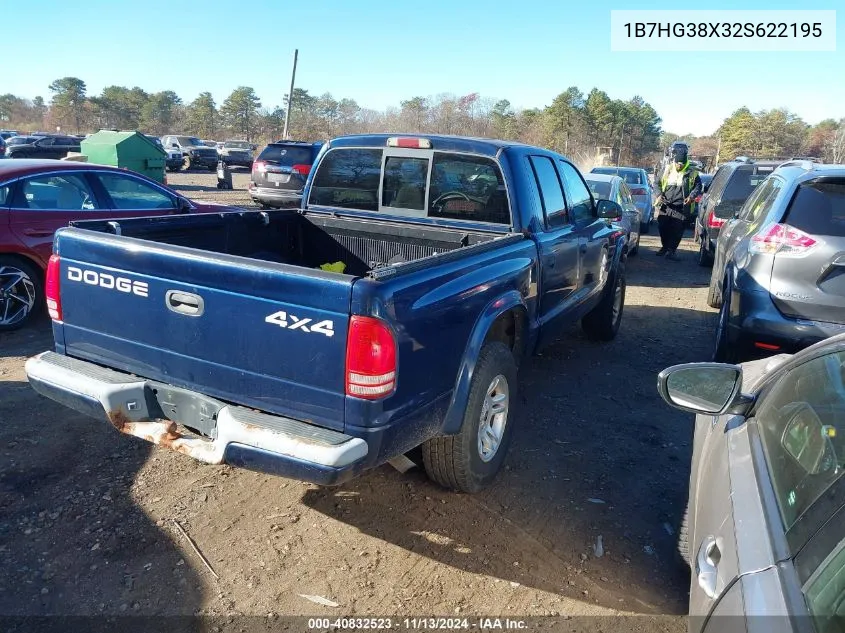 2002 Dodge Dakota Sport VIN: 1B7HG38X32S622195 Lot: 40832523