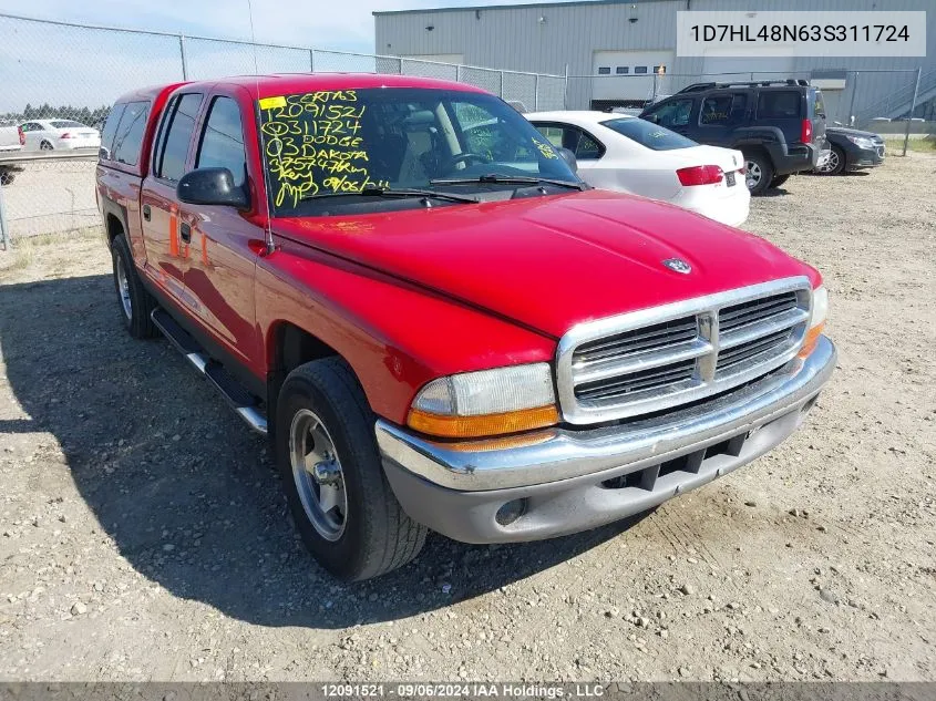 2003 Dodge Dakota Quad Slt VIN: 1D7HL48N63S311724 Lot: 12091521