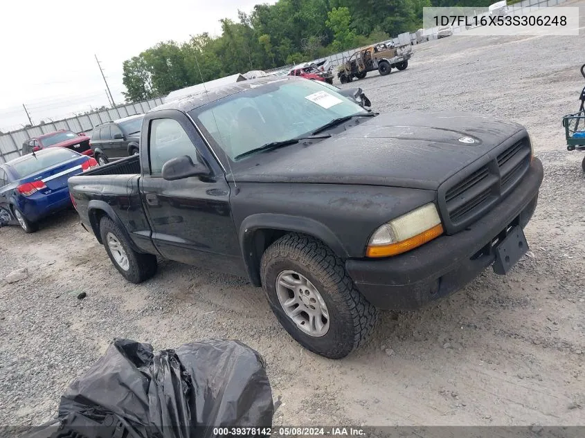 2003 Dodge Dakota VIN: 1D7FL16X53S306248 Lot: 39378142