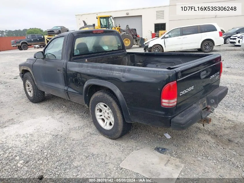 2003 Dodge Dakota VIN: 1D7FL16X53S306248 Lot: 39378142