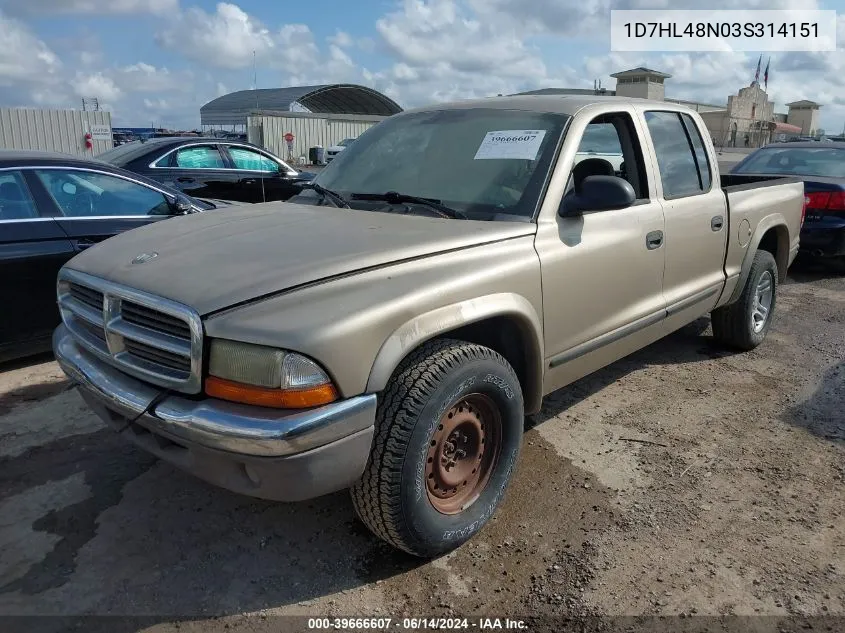 2003 Dodge Dakota Slt VIN: 1D7HL48N03S314151 Lot: 39666607