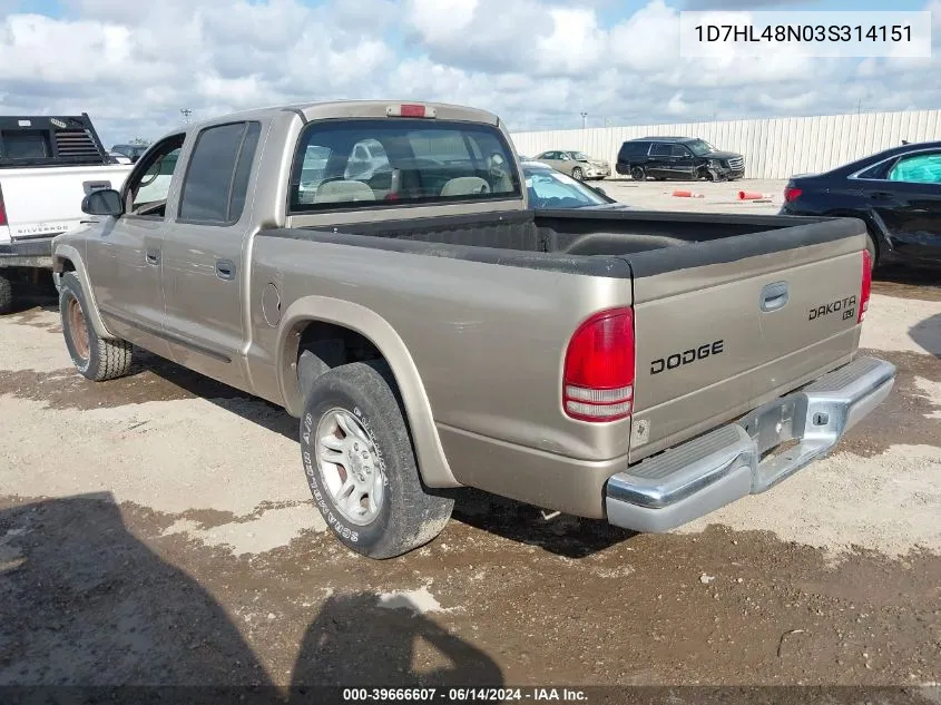 2003 Dodge Dakota Slt VIN: 1D7HL48N03S314151 Lot: 39666607