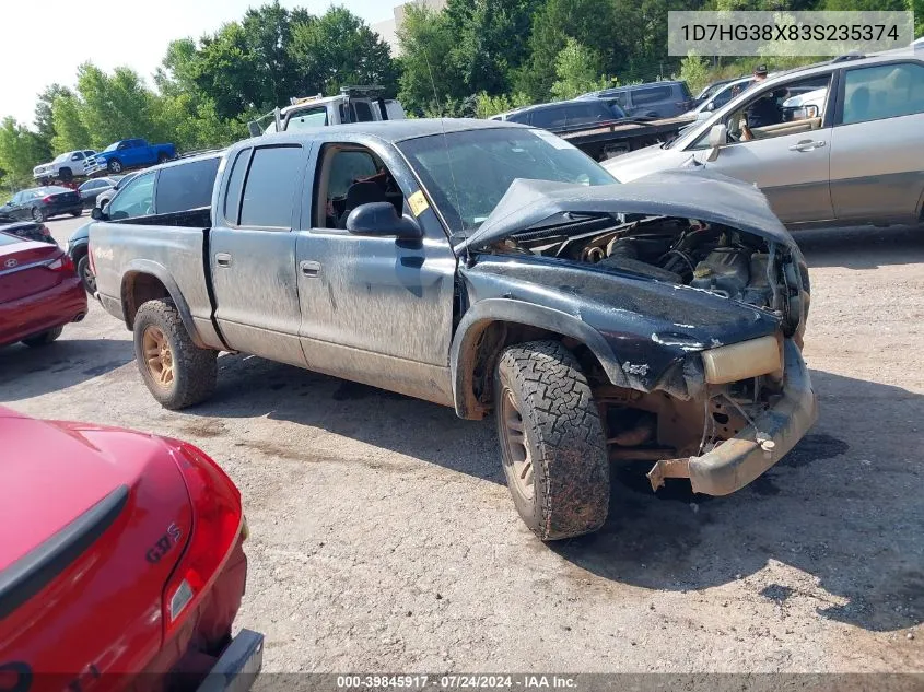 2003 Dodge Dakota Sport/Sxt VIN: 1D7HG38X83S235374 Lot: 39845917