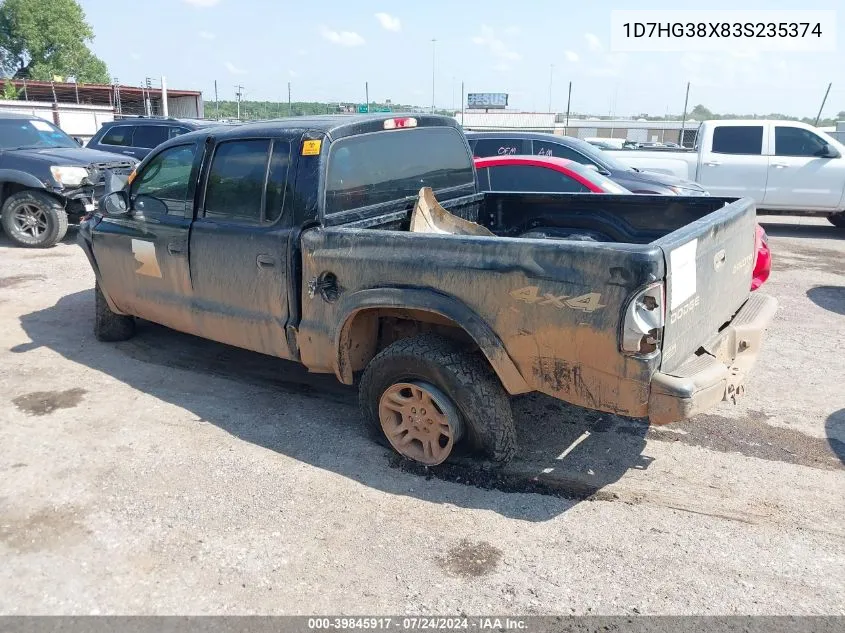 2003 Dodge Dakota Sport/Sxt VIN: 1D7HG38X83S235374 Lot: 39845917