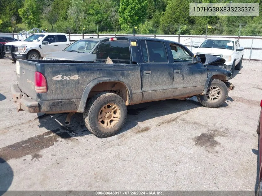 2003 Dodge Dakota Sport/Sxt VIN: 1D7HG38X83S235374 Lot: 39845917