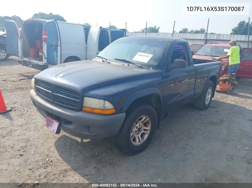 2003 Dodge Dakota VIN: 1D7FL16X53S170087 Lot: 40092152