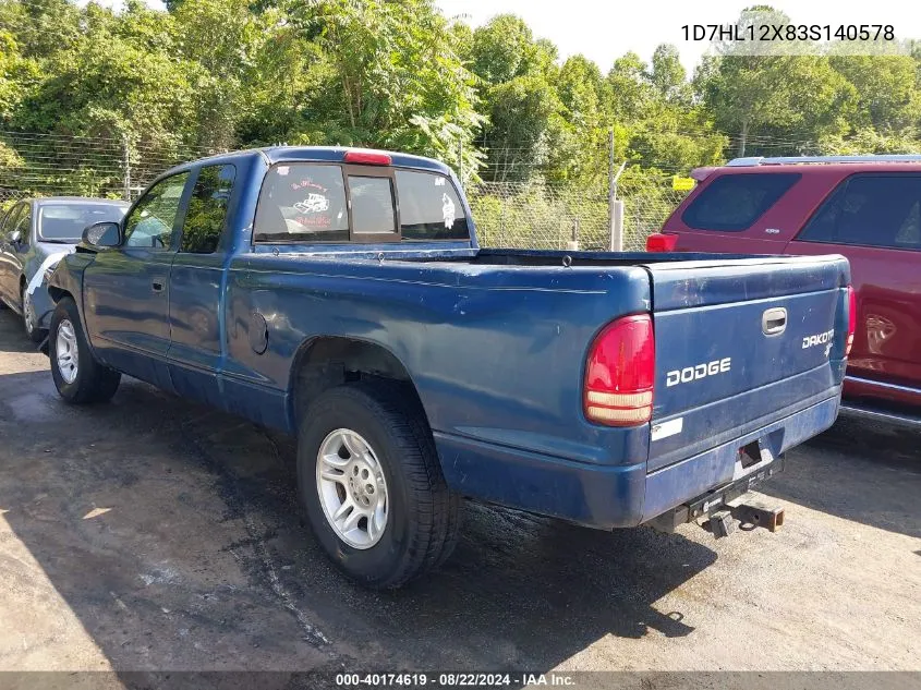 2003 Dodge Dakota VIN: 1D7HL12X83S140578 Lot: 40174619