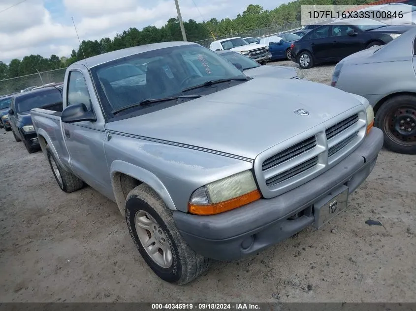 2003 Dodge Dakota VIN: 1D7FL16X33S100846 Lot: 40345919