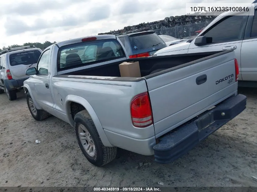 2003 Dodge Dakota VIN: 1D7FL16X33S100846 Lot: 40345919