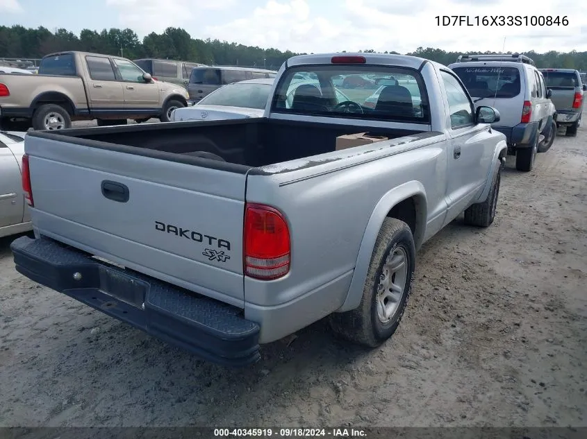 2003 Dodge Dakota VIN: 1D7FL16X33S100846 Lot: 40345919