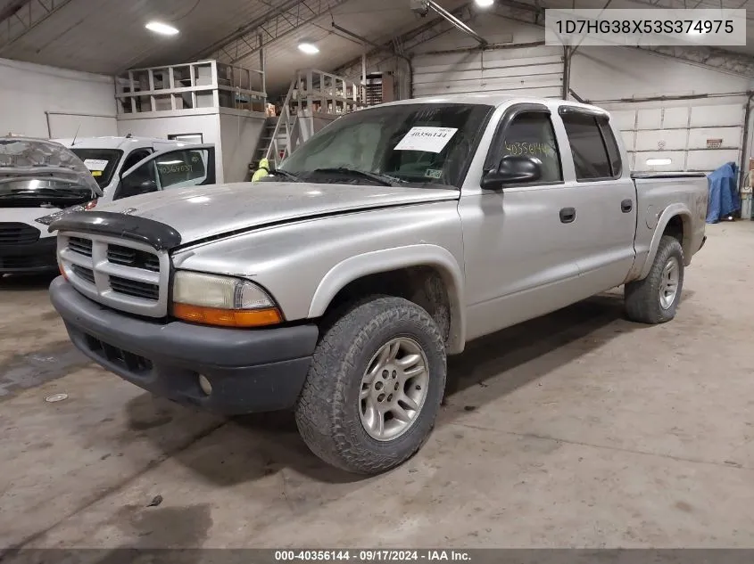 2003 Dodge Dakota Sport/Sxt VIN: 1D7HG38X53S374975 Lot: 40356144