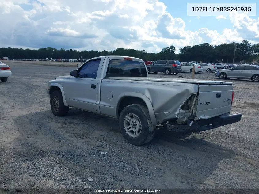 2003 Dodge Dakota VIN: 1D7FL16X83S246935 Lot: 40358979