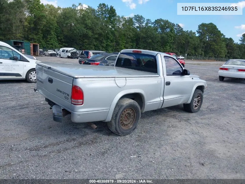 2003 Dodge Dakota VIN: 1D7FL16X83S246935 Lot: 40358979