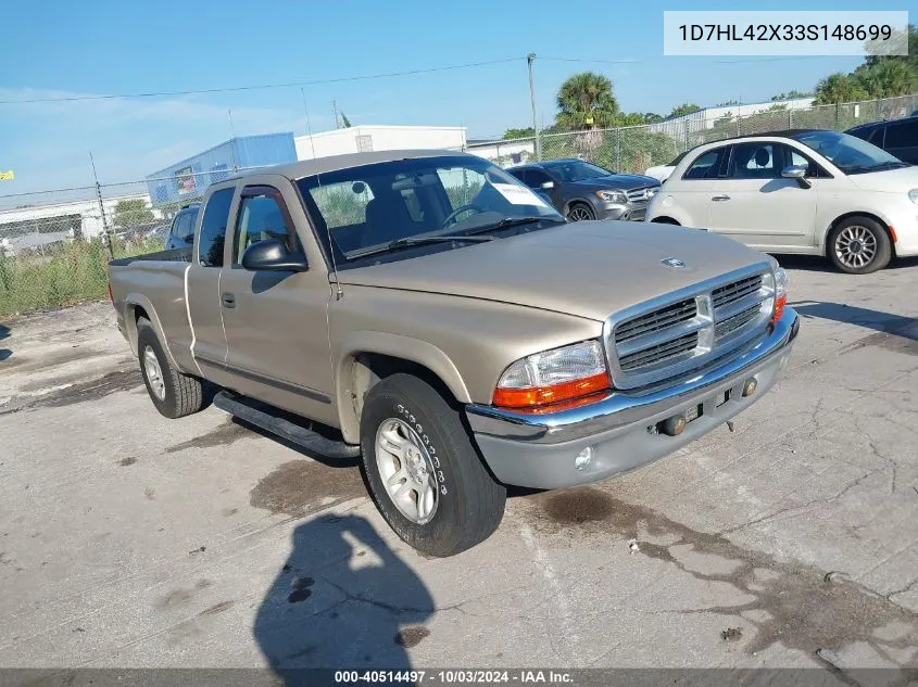 2003 Dodge Dakota Slt VIN: 1D7HL42X33S148699 Lot: 40514497