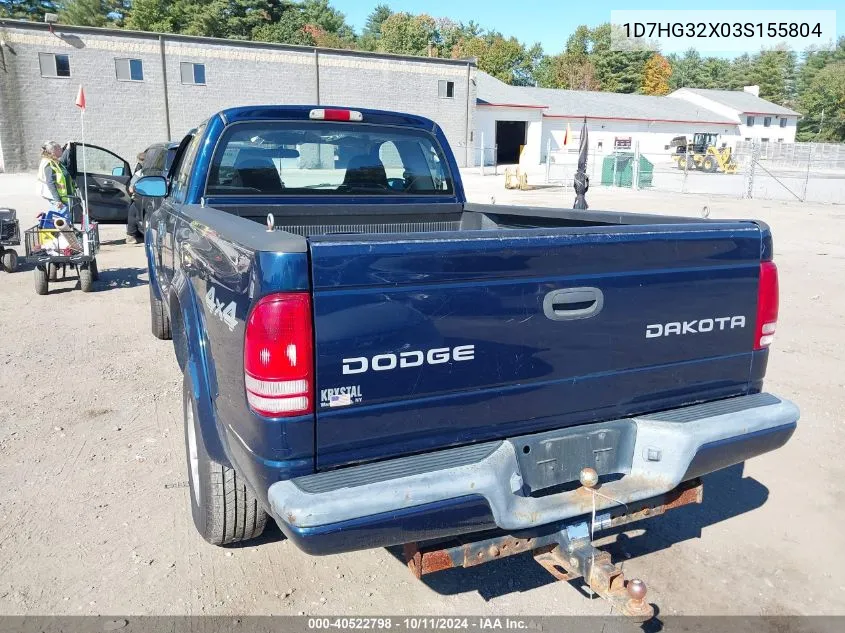 2003 Dodge Dakota Sport VIN: 1D7HG32X03S155804 Lot: 40522798