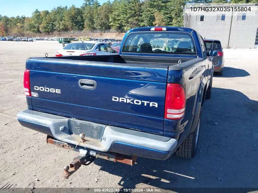 2003 Dodge Dakota Sport VIN: 1D7HG32X03S155804 Lot: 40522798