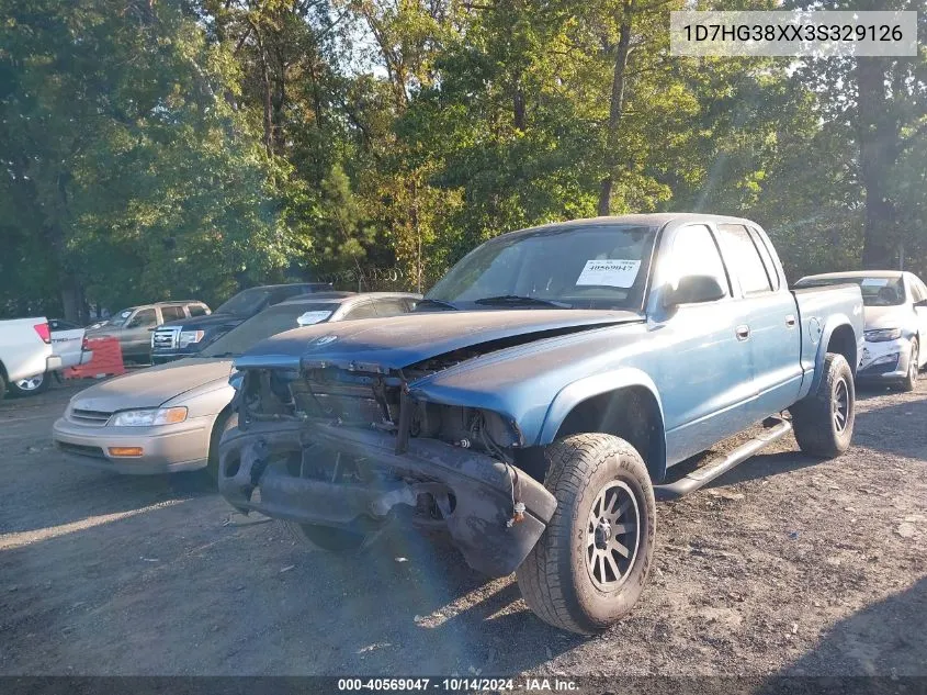 2003 Dodge Dakota Sport/Sxt VIN: 1D7HG38XX3S329126 Lot: 40569047