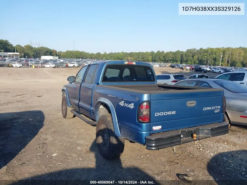 2003 Dodge Dakota Sport/Sxt VIN: 1D7HG38XX3S329126 Lot: 40569047