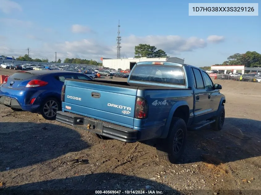 2003 Dodge Dakota Sport/Sxt VIN: 1D7HG38XX3S329126 Lot: 40569047