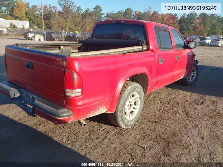 2003 Dodge Dakota Sport/Sxt VIN: 1D7HL38N93S195249 Lot: 40581868